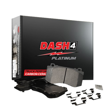 Dash4 F35-370 Carbon Ceramic Front Brake Pads with Hardware Kit for Select Chevrolet C1500/C2500/C3500/K1500/K2500/K3500/Suburban/Tahoe, Dodge Ram 2500, GMC Savana/Yukon, and more