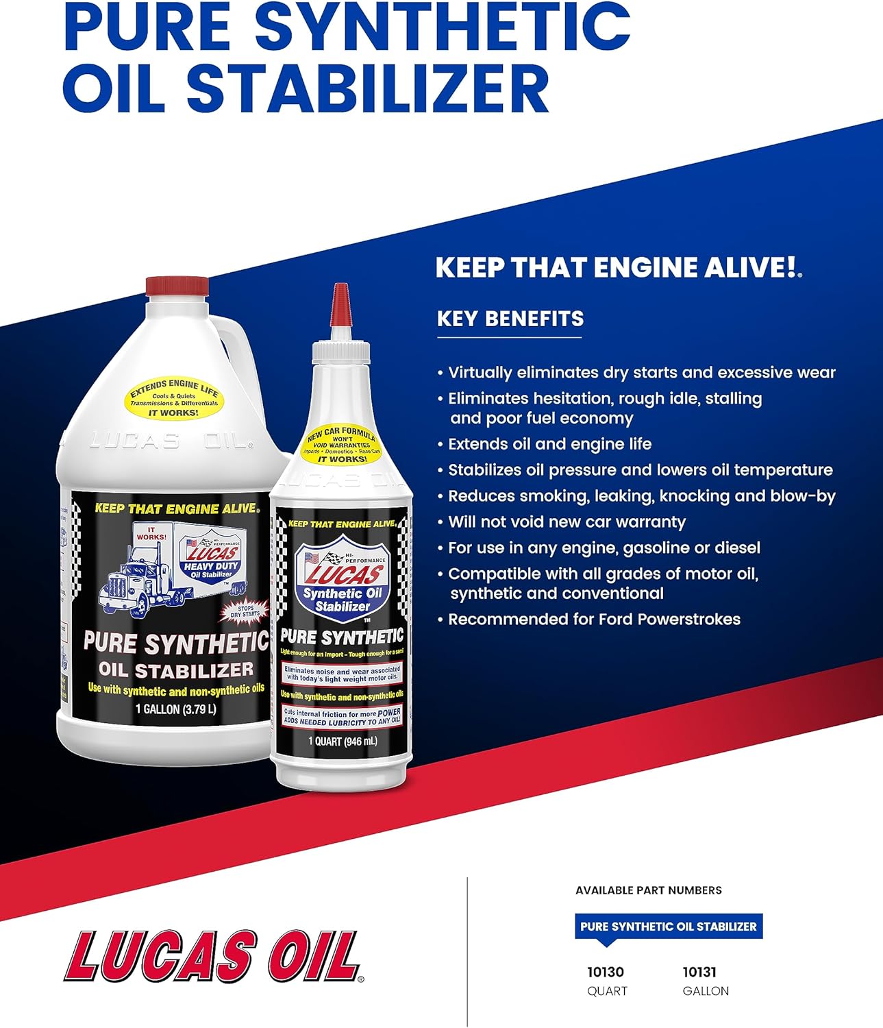 Lucas Oil 10130 Pure Synthetic Oil Stabilizer - 1 Quart